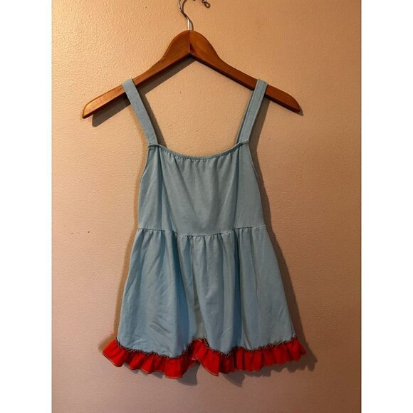 Girl's Boutique Flower Ruffle Blue Tank Top Size 9 [EXCELLENT] - Picture 3 of 4